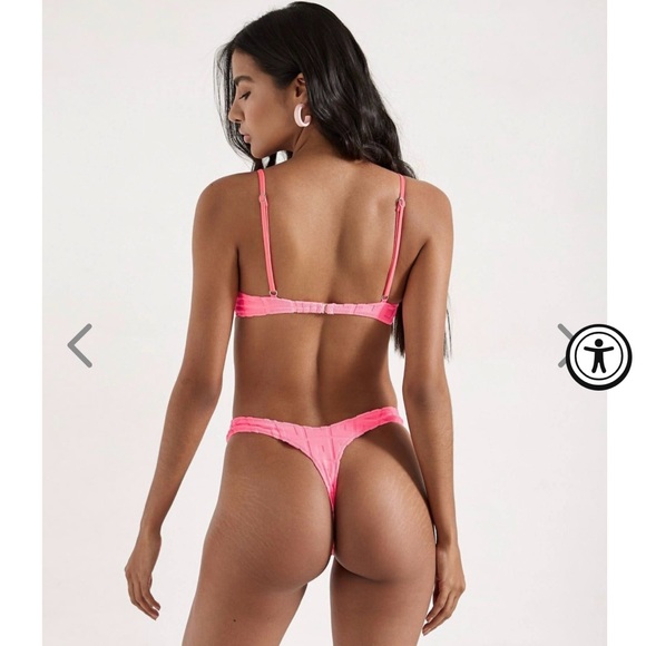 Pink Ribbed Strapless Bikini Set - Picture 3 of 4